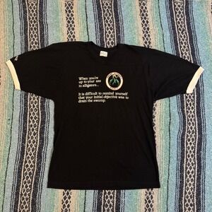 Vintage Gator Athletics Swamp Drainer Society Ringer T-Shirt XL Black V-Neck